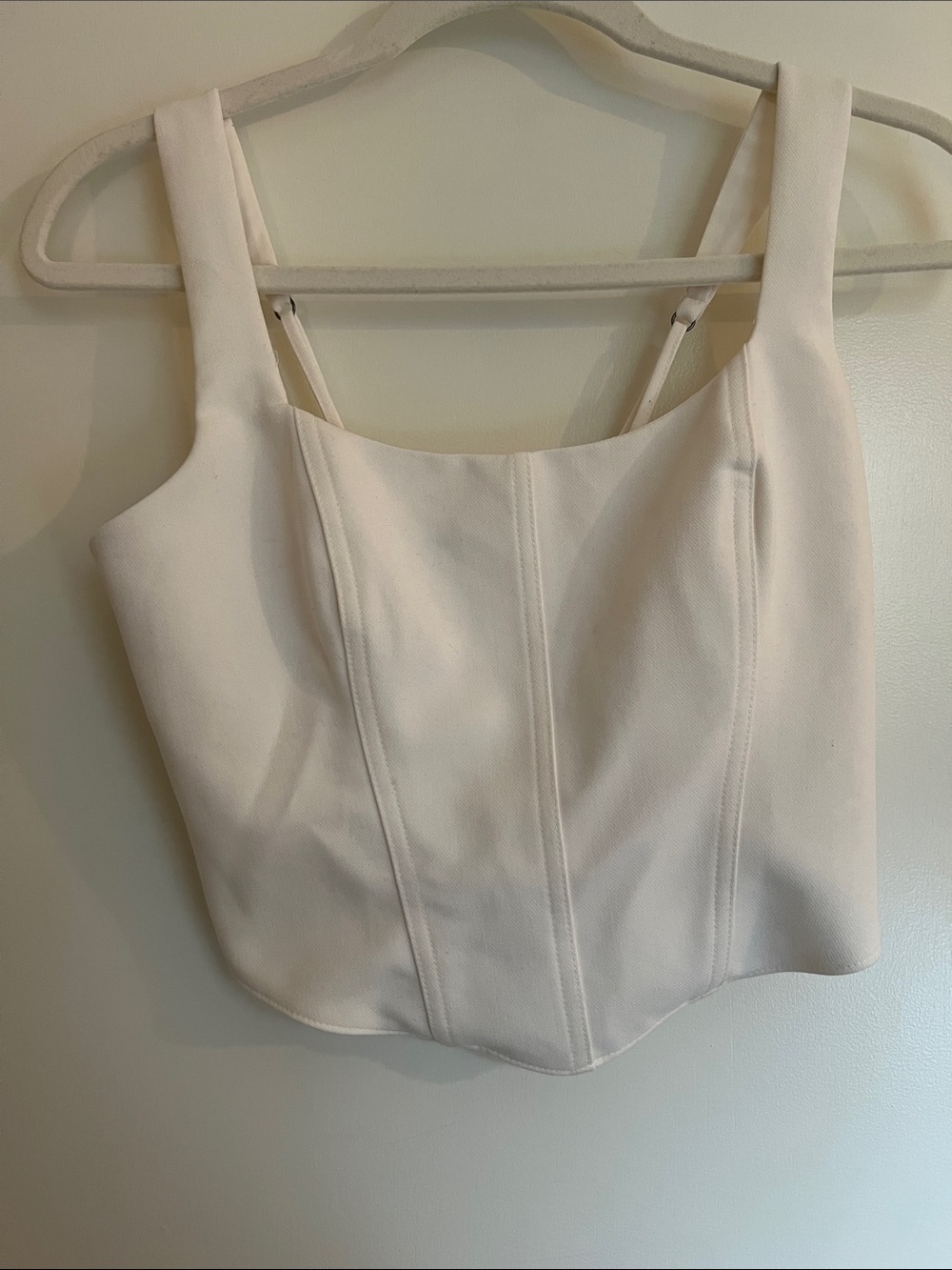 Abercrombie & Fitch White Structured Square-Neck Crop Tank